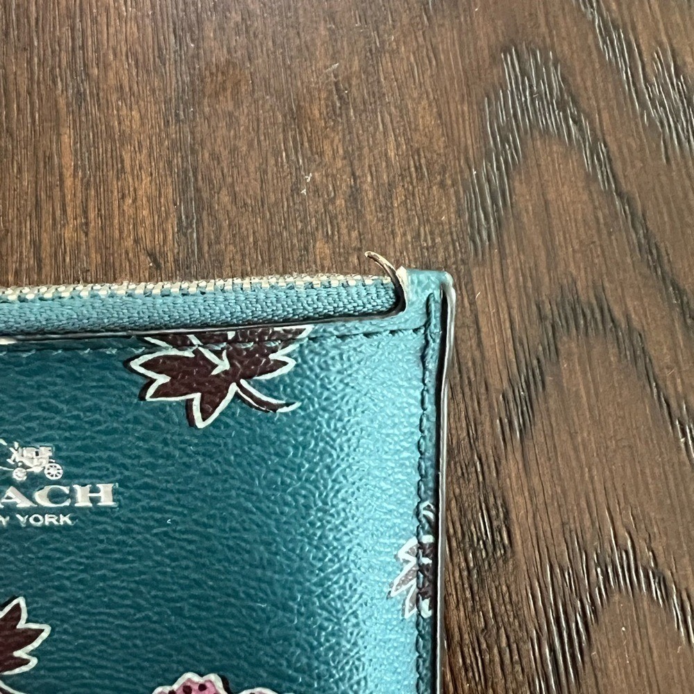 Coach Dark Teal & Wildlfower Mini Skinny ID Case - Picture 6 of 6